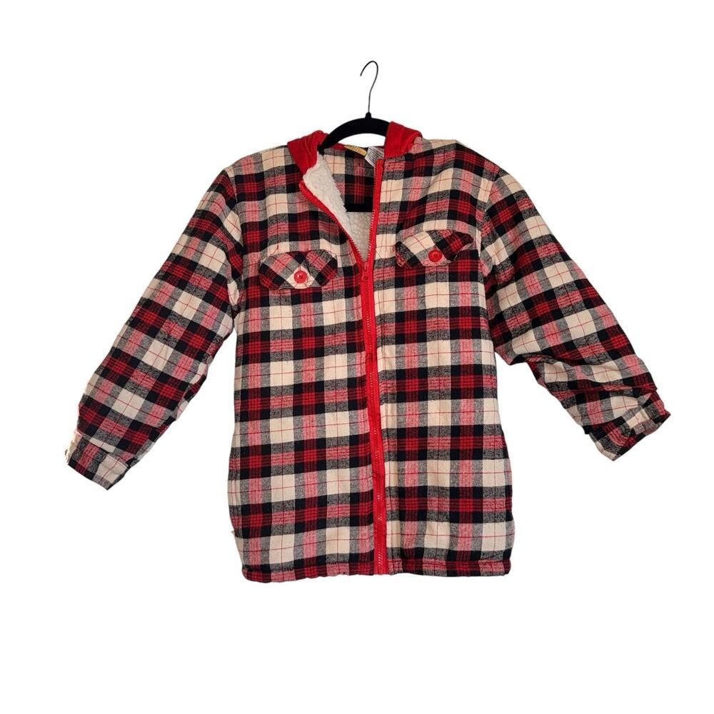 Vintage Kids Cambridge Classic Sz 16/18 Fleece‎ Lined Flannel Hooded Jacket